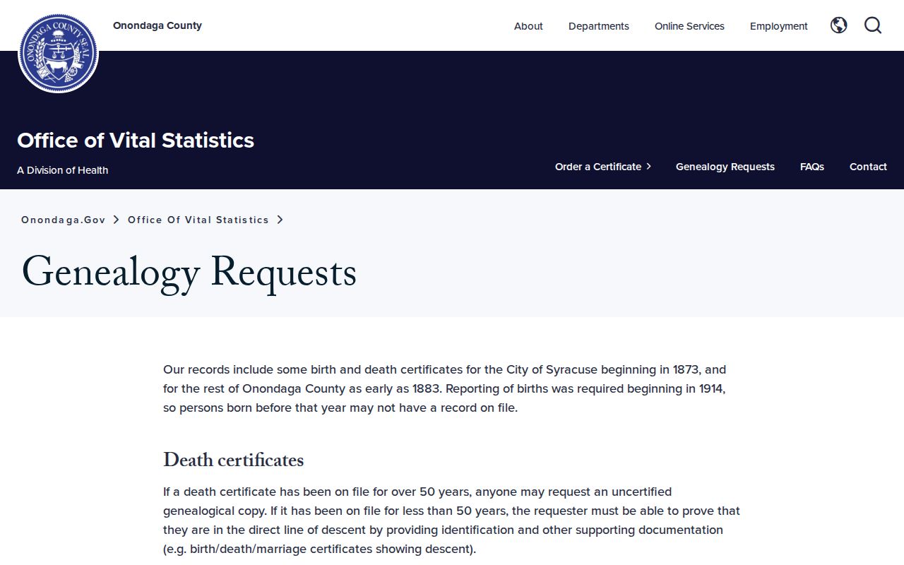 Salina residents directory Onondaga vital genealogy request guidance