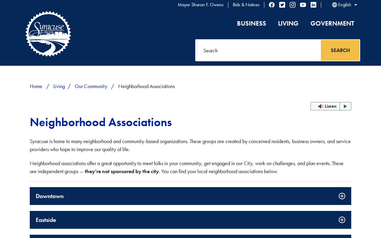 Town of Salina neighbors Syracuse neighborhood association boundary comparison page